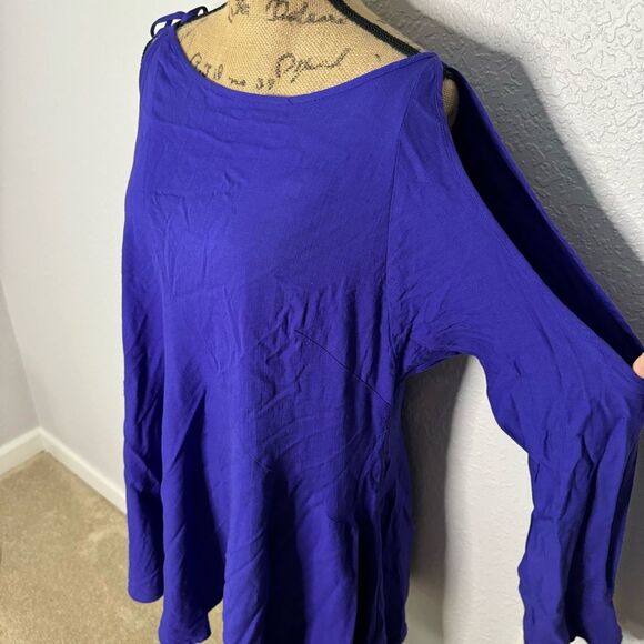 Free People Clear Skies Cold Shoulder Tunic Dress Purple Size M Asymmetrical - Picture 3 of 10